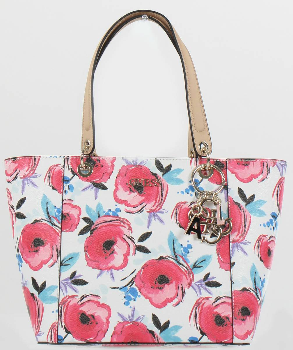 guess blue floral purse
