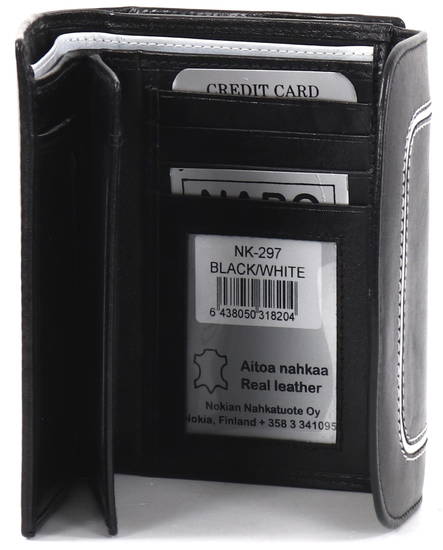 Leather wallet NK297, black/white - Wallets - 127990 - 2