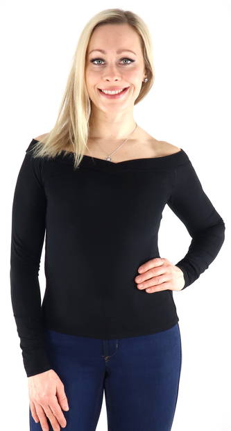 Pieces Shirt off shoulder black - Women's long sleeved shirts - 132810 - 1