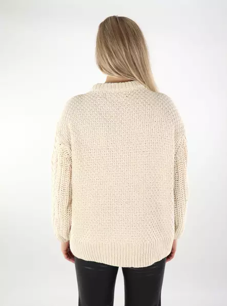 Vero Moda women's braided knit sweater Sveacable Pullover birch - Women's knitwear - 136950 - 2