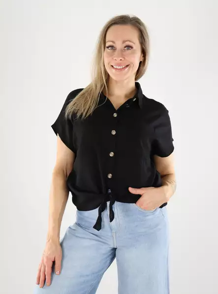 Pieces t-shirt linen shirt black - Women's T-shirts - 140780 - 1