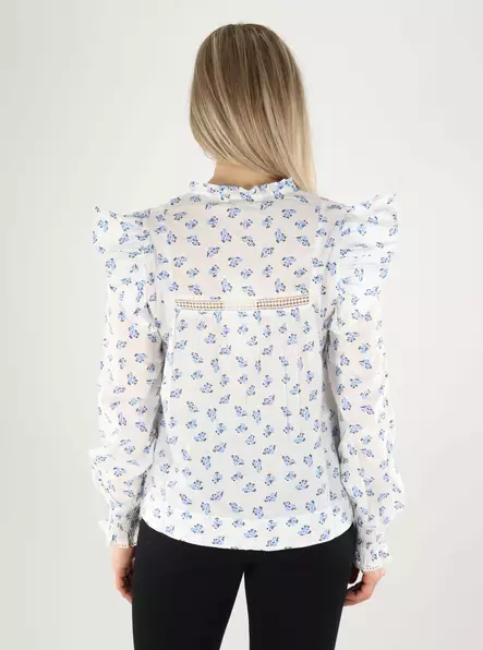 Only women's shirt cashmere blue/mini flor - Women's long sleeved shirts - 140300 - 2