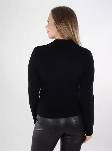 Only women's cardigan Cable Zip Polo black/true red - Women's knitwear - 140040 - 2