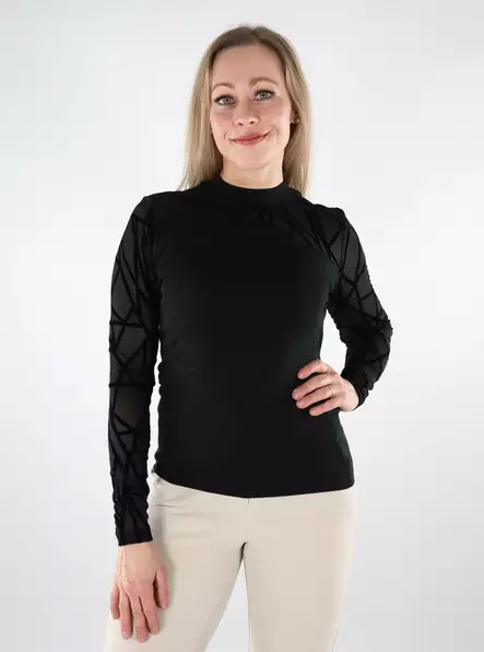 Only women's shirt Mesh black/geometric - Women's long sleeved shirts - 137580 - 1