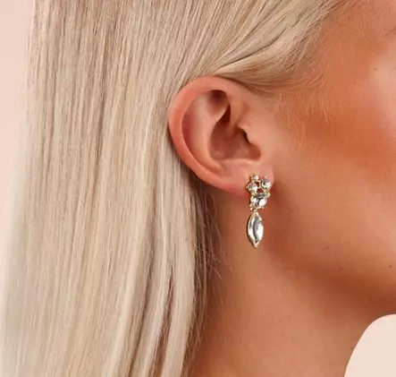 Snö of Sweden Earrings Noctelle gold/clear - Earrings - 140030 - 2