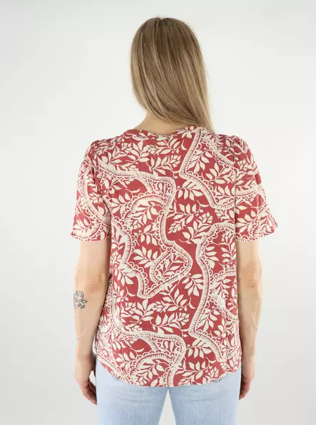Vero Moda women's t-shirt VMBALI V-Neck marsala/bali - Women's T-shirts - 138160 - 2