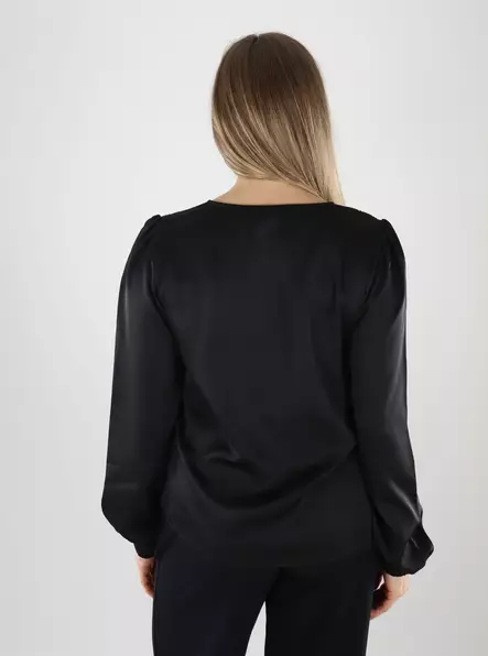 Vila women's shirt Smock Satin black - Women's long sleeved shirts - 140180 - 2