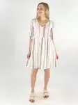JDY striped cotton dress 3/4 cloud dancer/shitake - Dresses and tunics - 138540 - 1