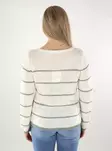 Only women's striped sweater V-Neck cloud dancer / w. lily - Women's knitwear - 137710 - 2