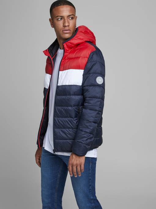 red lightweight padded jacket