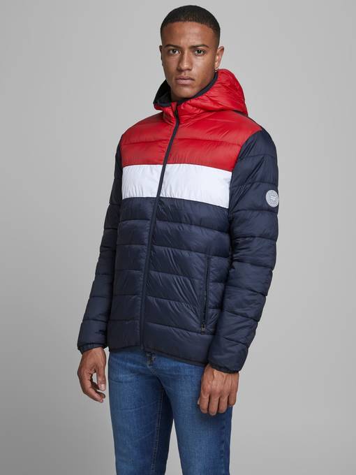 red lightweight padded jacket