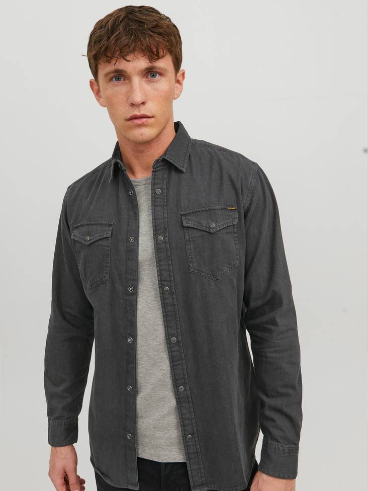 Jack&Jones Dress shirt Sheridan black denim - Men's dress shirts - 134690 - 1