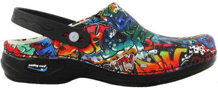 Nursing Care Machine washable clogs WG4APF3 graffiti - Women's work shoes - 115450 - 1
