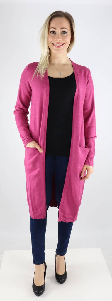 Vila Cardigan Ril long magenta hazel - Women's knitwear - 130050 - 1