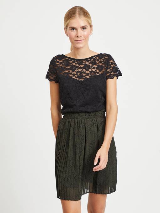 T-Shirt Kalila capsleeve lace, Black 