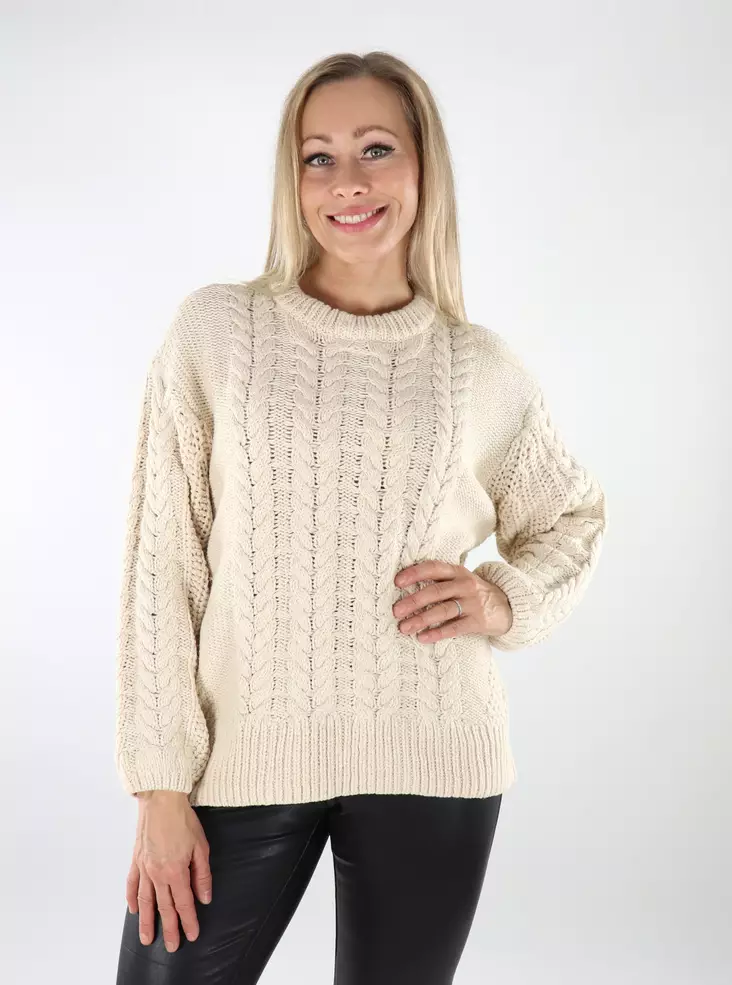 Vero Moda women's braided knit sweater Sveacable Pullover birch - Women's knitwear - 136950 - 1