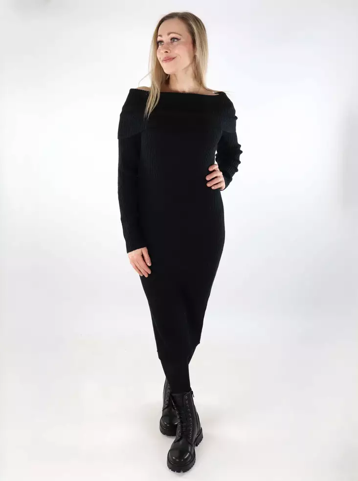 Only midi-length knitted dress Off Shoulder black - Women's knitwear - 137500 - 1