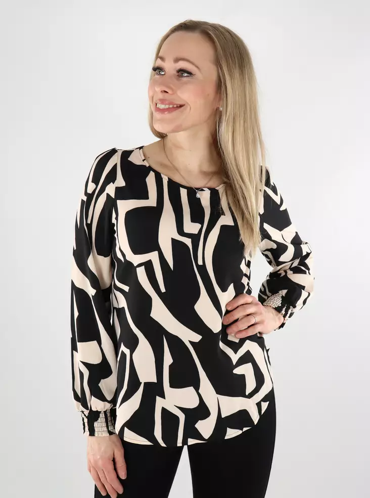 Only women's patterned shirt Elite Life black/vendome ge - Women's long sleeved shirts - 137750 - 1