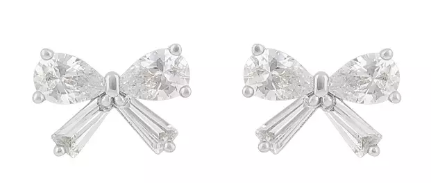 Snö of Sweden Earrings Envy bow silver/clear - Earrings - 138630 - 1