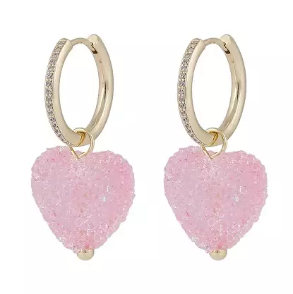 Snö of Sweden Earrings Sugar hearts gold/light pink - Earrings - 138770 - 1