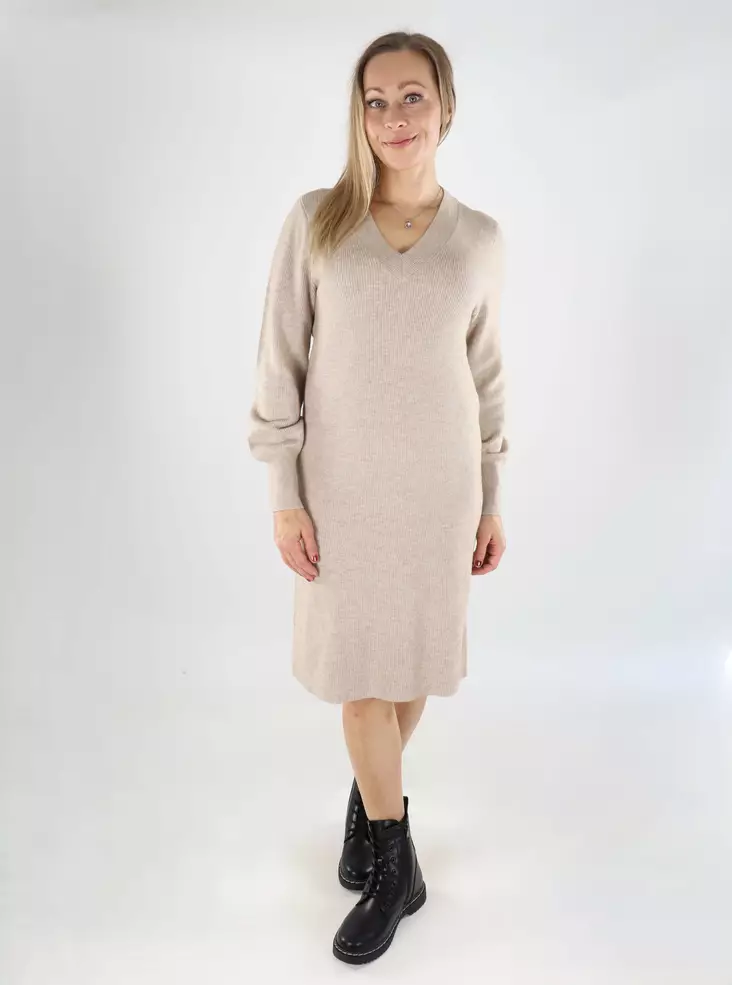 Only knit dress V-Neck mocha meringue - Women's knitwear - 139220 - 1