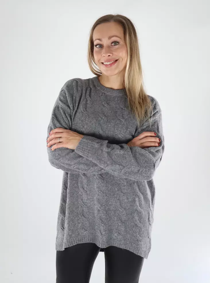 Only women's sweater Long medium grey - Women's knitwear - 139280 - 1