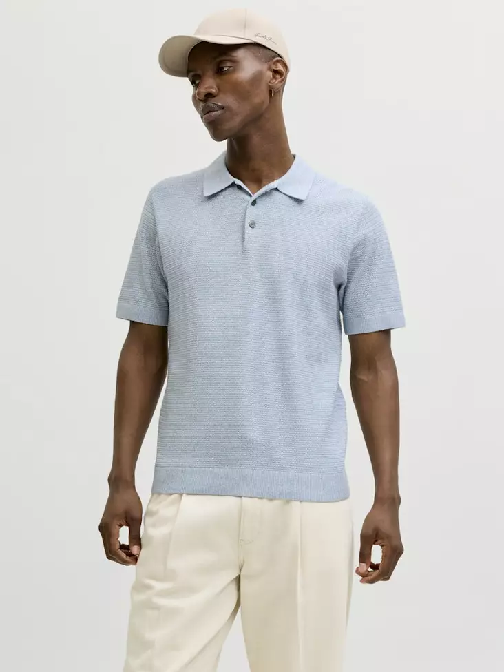 Jack&Jones men's short-sleeved sweater Bluriley ashley blue - Men's T-shirts - 140940 - 1