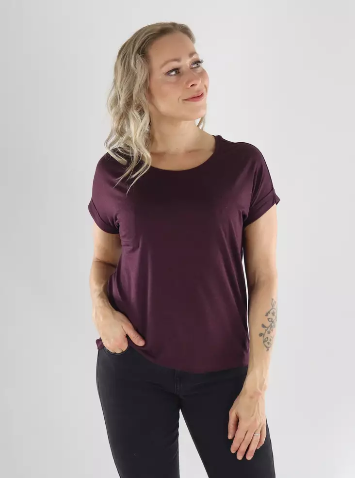 Only T-shirt ONLMOSTER S/S O-NECK TOP winetasting - Women's T-shirts - 141550 - 1