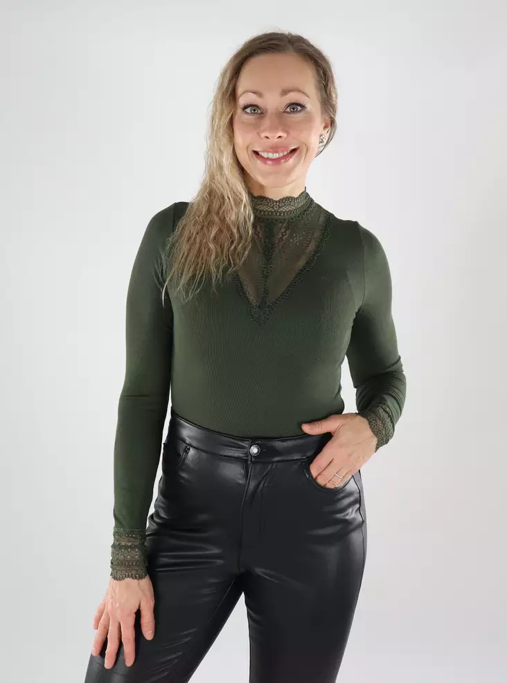 Only high-neck blouse Lace rosin - Women's long sleeved shirts - 139610 - 1