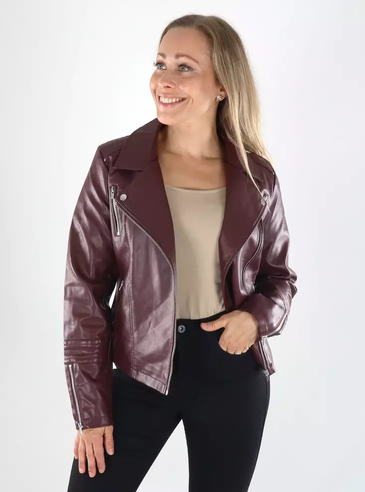 Only faux leather jacket FAUX LEATHER BIKER decadent chocolate - Women's leather- and pu-jackets - 141460 - 1