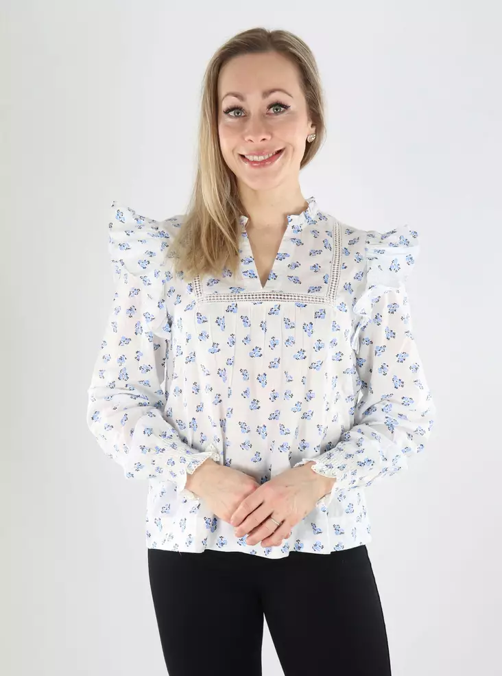 Only women's shirt cashmere blue/mini flor - Women's long sleeved shirts - 140300 - 1