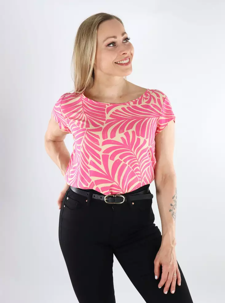 Only women's long t-shirt ONLNOVA carmine rose/la pal - Women's T-shirts - 138390 - 1