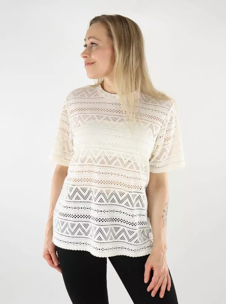 Only women's lace t-shirt O-Neck cloud dancer - Women's T-shirts - 138760 - 1