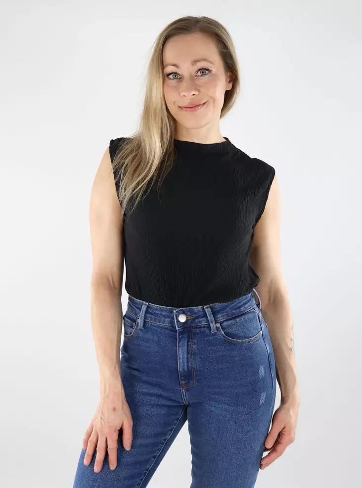 Pieces women's pleated top SL black - Women's tank tops - 138720 - 1