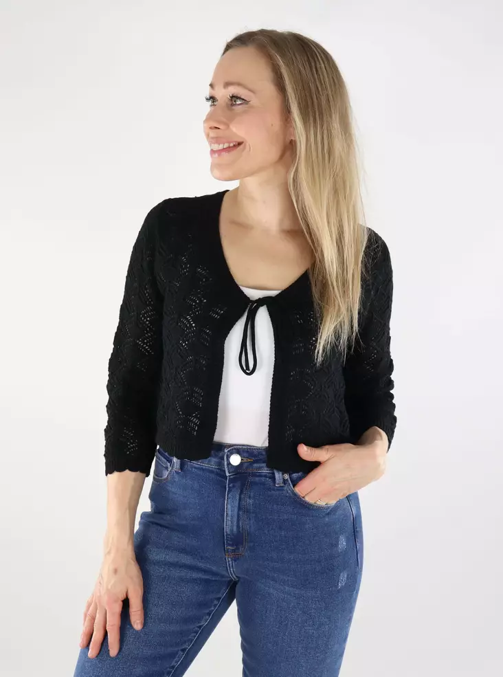 Vero Moda women's cardigan 3/4 V-Neck black - Women's knitwear - 138740 - 1