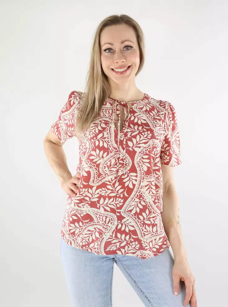 Vero Moda women's t-shirt VMBALI V-Neck marsala/bali - Women's T-shirts - 138160 - 1
