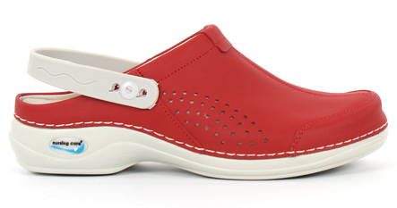 Nursing Care Machine Washable Work Shoes Leather, Red - Women's work shoes - 122681 - 1