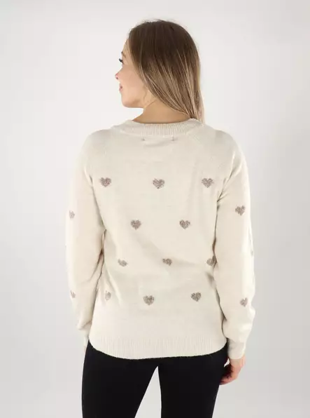 Vero Moda women's sweater Intarsia birch/w. emperad - Women's knitwear - 139871 - 2