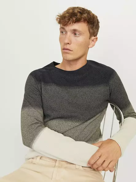 Jack&Jones men's cotton sweater Hill mulch/light brown - Men's knitwear - 137281 - 1