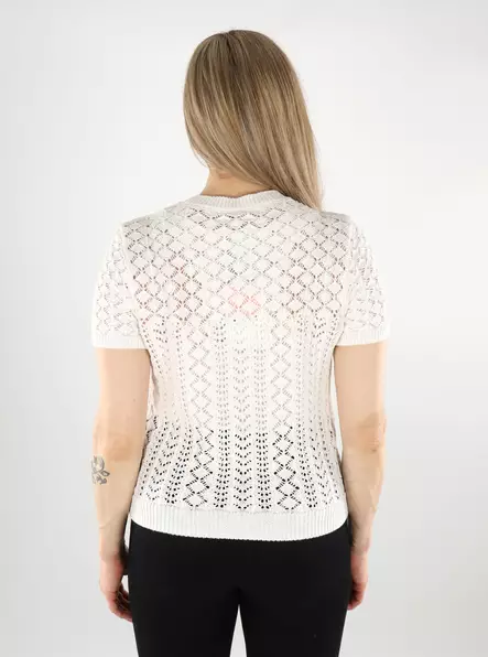 Only women's knitted t-shirt O-Neck cloud dancer - Women's T-shirts - 138041 - 2