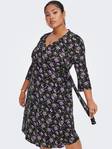 Only Carmakoma Dress April 3/4 wrap, black/purple flo - Dresses and tunics - 131811 - 1