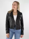 Pieces women's genuine leather biker jacket Leather black - Women's leather- and pu-jackets - 137741 - 1