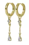 Snö of Sweden Earrings Trinity chain pendant ring gold/clear - Earrings - 141611 - 1