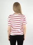 JJXX Women's Striped T-Shirt V-Neck bright white/racing red - Women's T-shirts - 137801 - 2