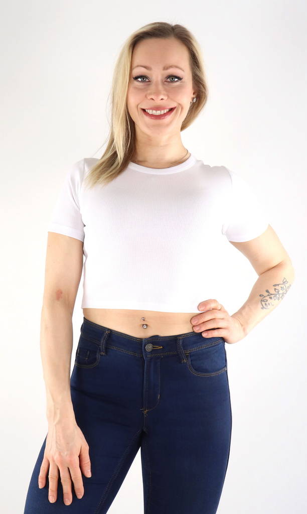 JJXX T-shirt rib white - Women's T-shirts - 133261 - 1