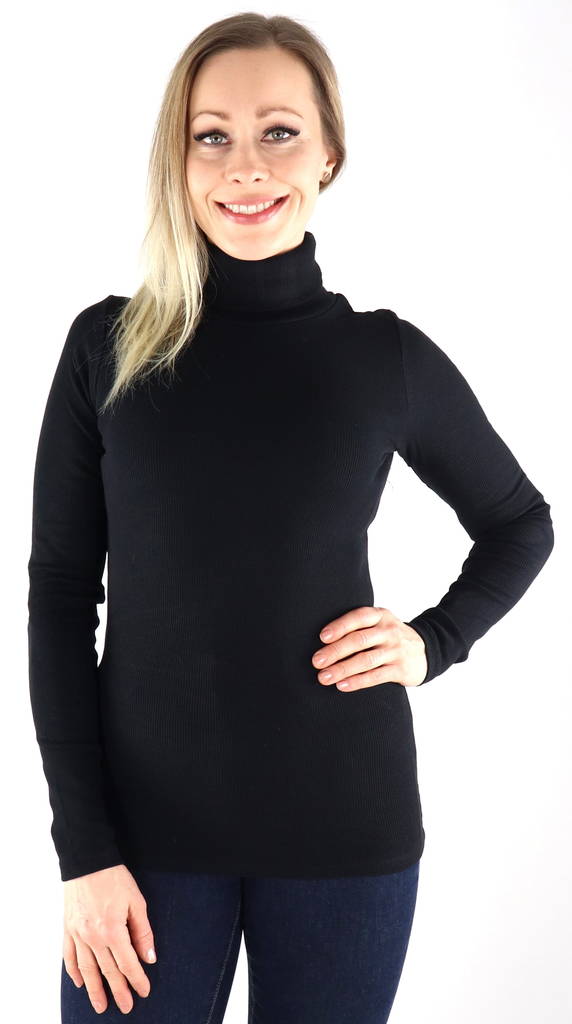 JJXX Polo Shirt rib, black - Women's long sleeved shirts - 132641 - 1