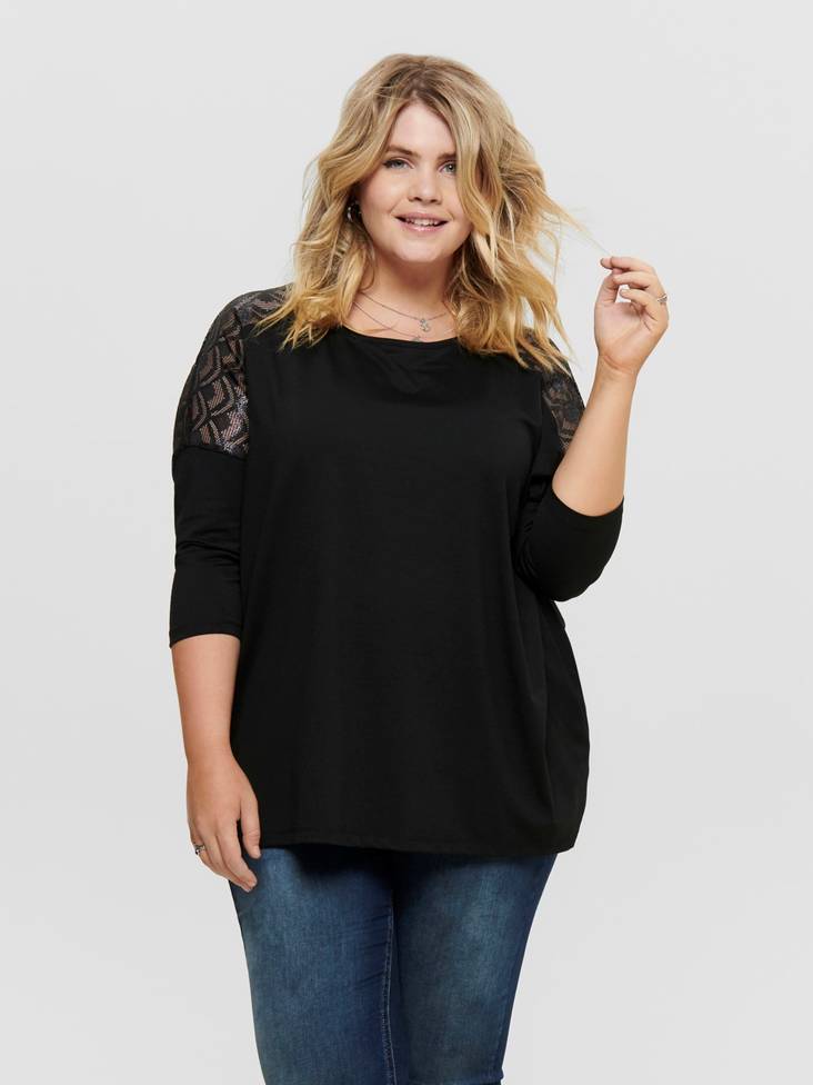 Only Carmakoma Shirt Carma lace, Black - Women's long sleeved shirts - 124961 - 1