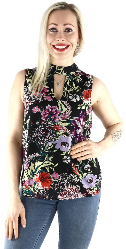 Only Top halterneck, Black/flower - Women's party tops - 128271 - 1