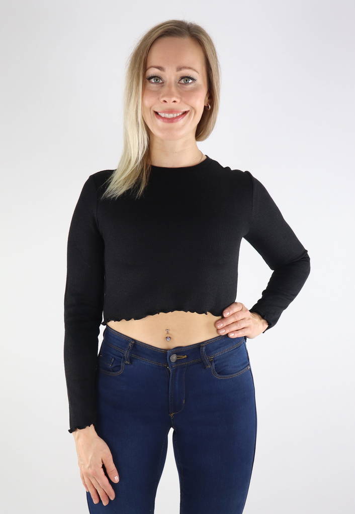 Only Shirt Kitty l/s cropped black - Women's long sleeved shirts - 131571 - 1
