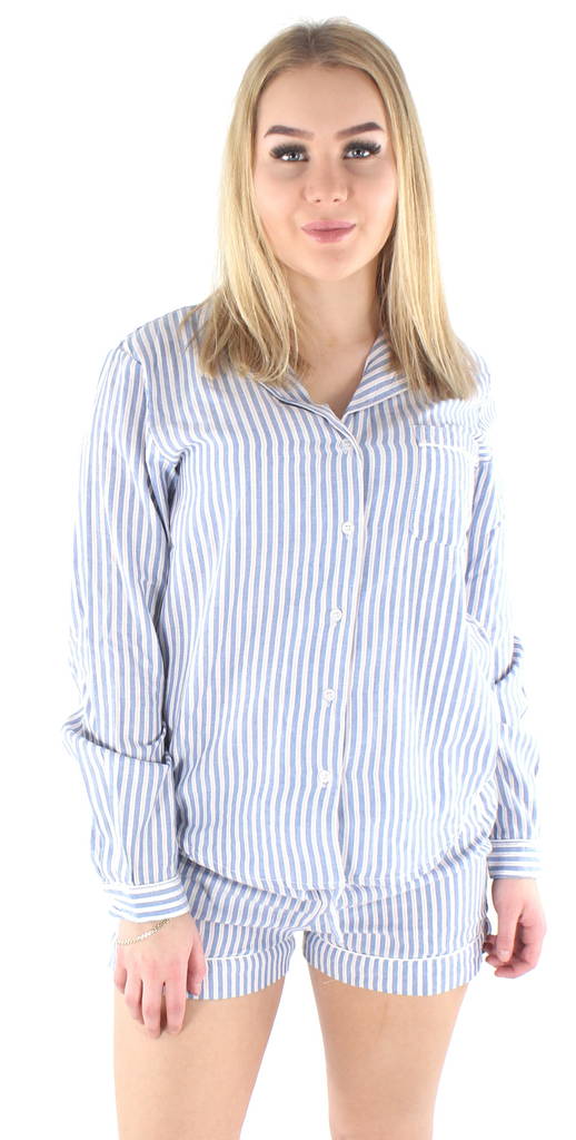 Pieces Pyjama Set Jenna, White/Blue - Women's nightwear - 125251 - 1